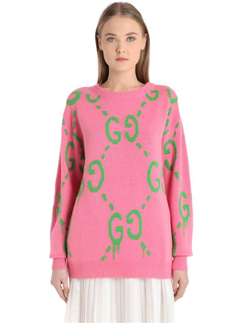 gucci sweater women pink|gucci pink and green sweater.